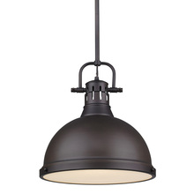 3604-L RBZ-RBZ - Duncan 1 Light Pendant with Rod in Rubbed Bronze with a Rubbed Bronze Shade